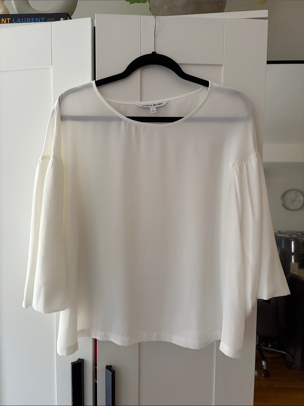 Elizabeth and James Ivory Rounded-Neck Bell-Sleeve Blouse